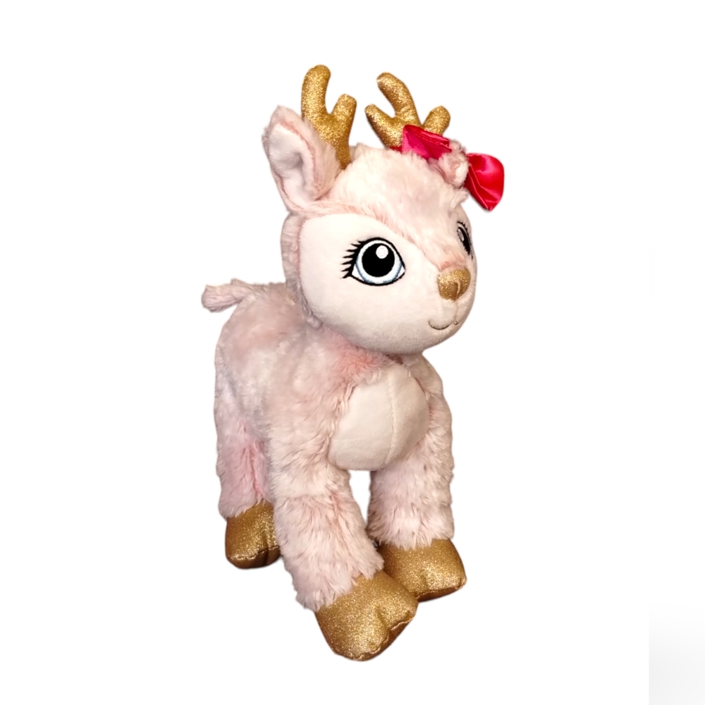 BUILD A Bear 15" Arctic Pink Reindeer Gold Hooves Girl Deer Stuffed Plush